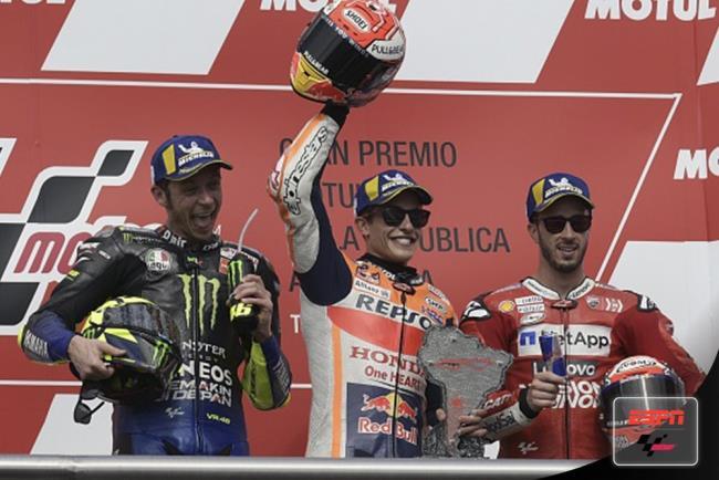 Valentino Rossi, Andrea Dovizioso y Marc Márquez