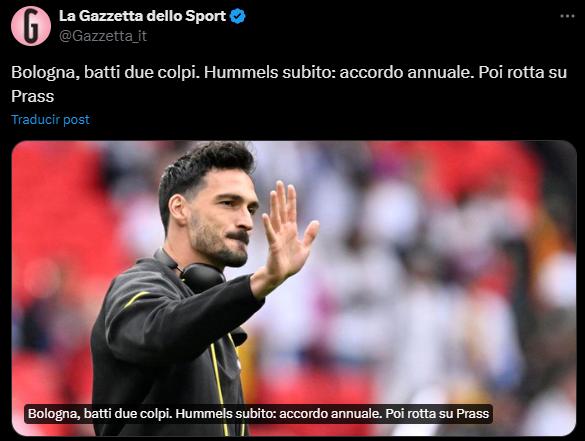 Hummels negocia con Bologna.