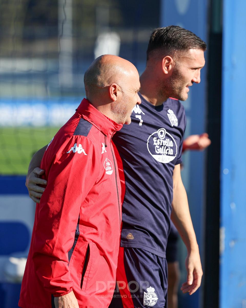 Óscar Gilsanz con Lucas Pérez