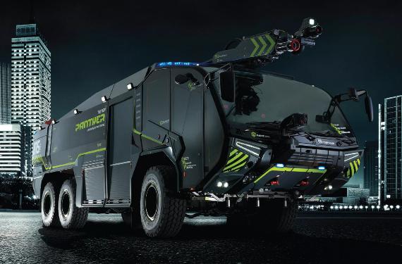 Parece un vehículo lunar, pero el Rosenbauer Panther 6x6 es el nuevo juguete de los bomberos del aeropuerto